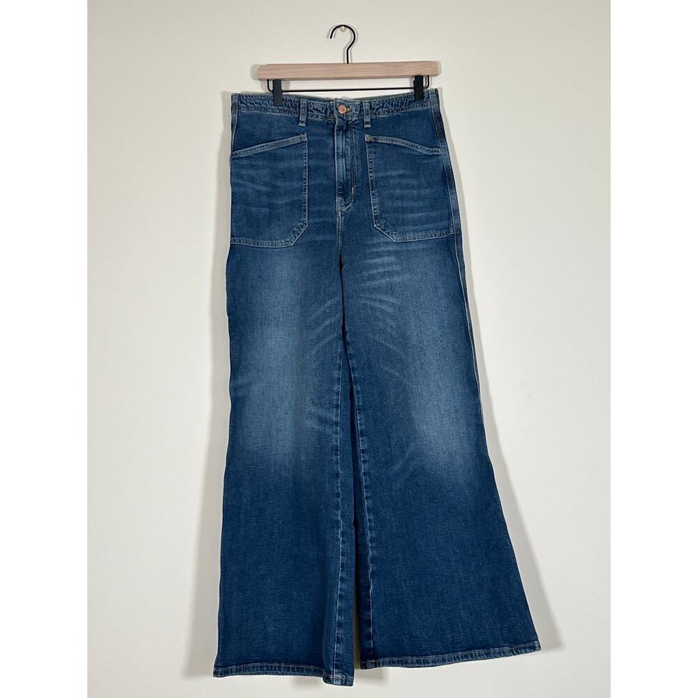 Pilcro Anthropologie Carpenter Wide Leg Jeans Size 31 High Rise Patch Pocket - Picture 2 of 8